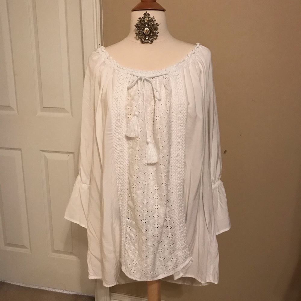 2X White Peasant Top